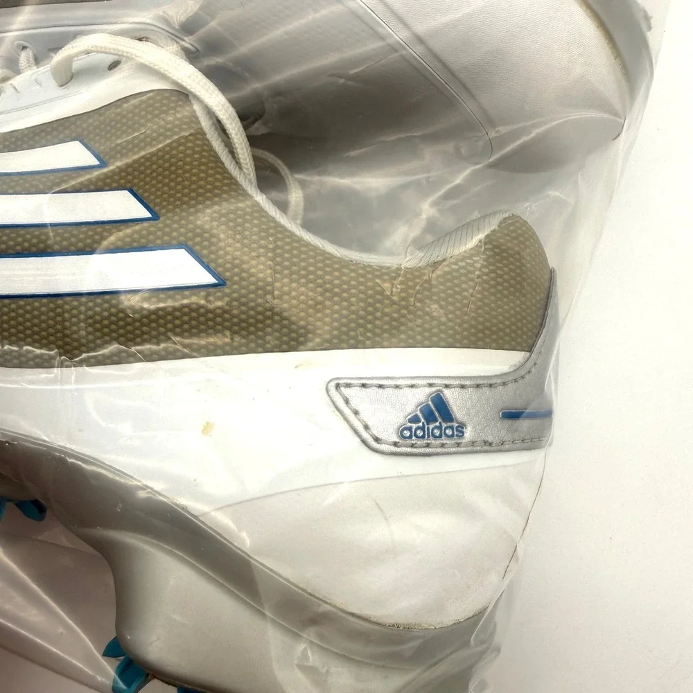 Adidas Adizero Golf Shoes Men's 9.5 White Blue Q46801 Spiked Golf Cleats